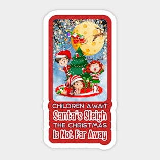 Kids in Christmas Anticipation Sticker